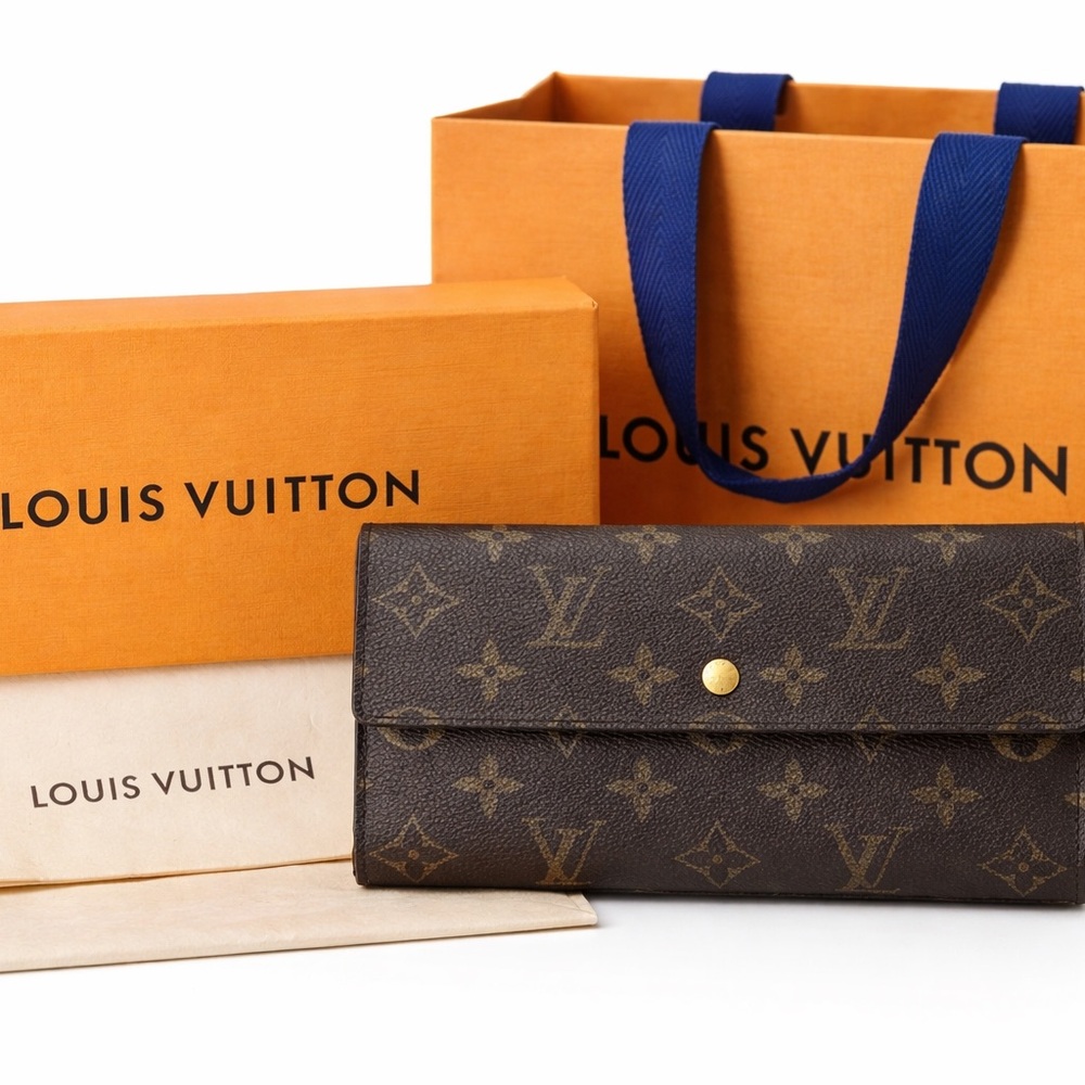 Louis Vuitton Monogram Sarah Long Wallet With Box Dust Bag + Shopping Bag